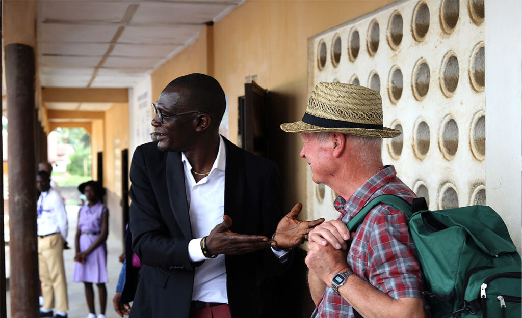 Welcoming back Reverend Canon Bruce to Bo School, Sierra Leone